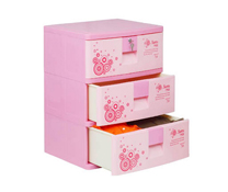 Tủ nhựa Sumi Duy Tân 3 tầng màu hồng đựng đồ cho bé