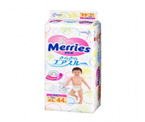 Bỉm dán Merries size XL - 44 miếng cho bé, 100% Nhật Bản