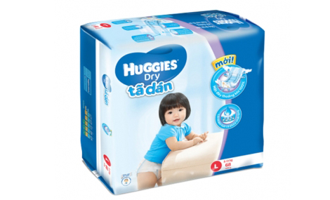 Bỉm dán Huggies Dry Super Jumbo size L - 68 miếng (cho bé 8 - 13kg)